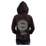 KDN Cascading Starburst Black Full-Zipper Women's Hoodie