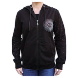 KDN Cascading Starburst Black Full-Zipper Women's Hoodie