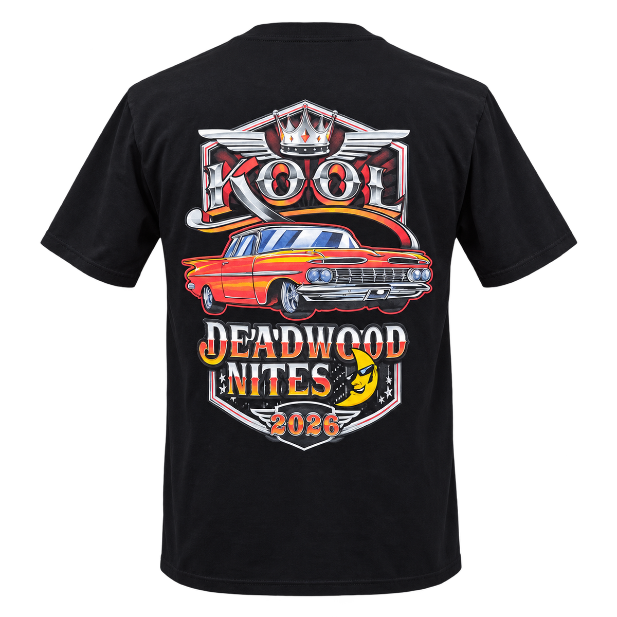back view of the 2026 Kool Deadwood Nites Official T-Shirt Black