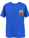 Front view of the blue 2026 Kool Deadwood Nites Official T-Shirt with left chest design