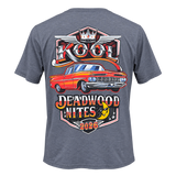 back view of the 2026 Kool Deadwood Nites Official T-Shirt Heather Gray
