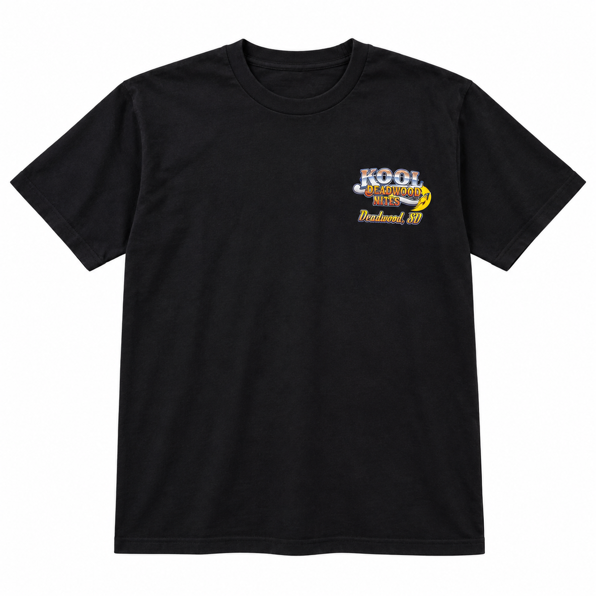 Black Kool Deadwood Nites Flame Hot Rod T-shirt front view