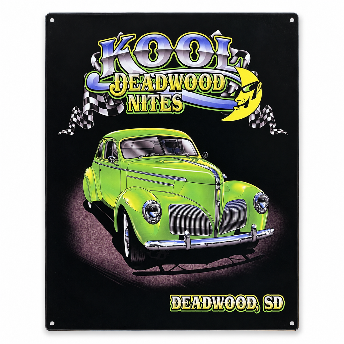 Kool Deadwood Nites Green Coupe Tin Metal Sign