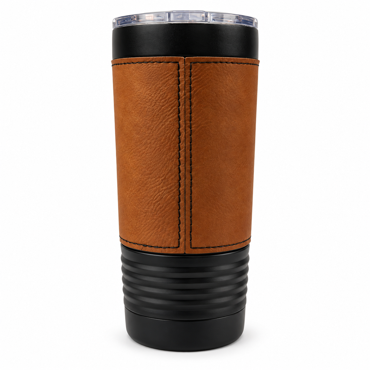Brown leatherette wrap with black stitched rear seam on Kool Deadwood Nites tumbler