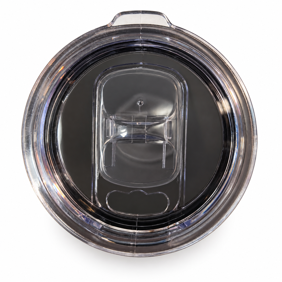 Kool Deadwood Nites brown leatherette-wrapped black tumbler lid view