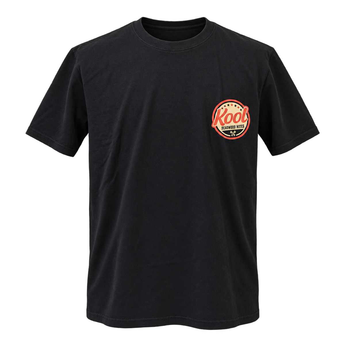 front view of non-dated Kool Deadwood Nites Retro Wings T-Shirt Black