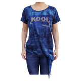 Kool Deadwood Nites Blue Logo Women's Front-Tie Raglan T-Shirt
