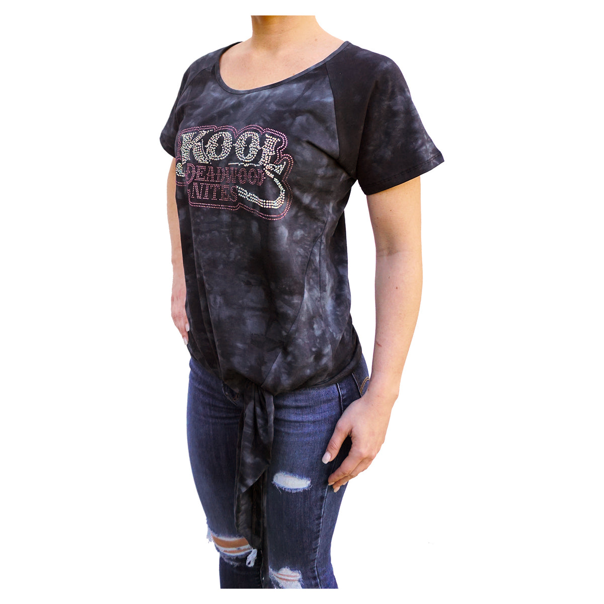 Kool Deadwood Nites Midnight Logo Women's Front-Tie Raglan T-Shirt