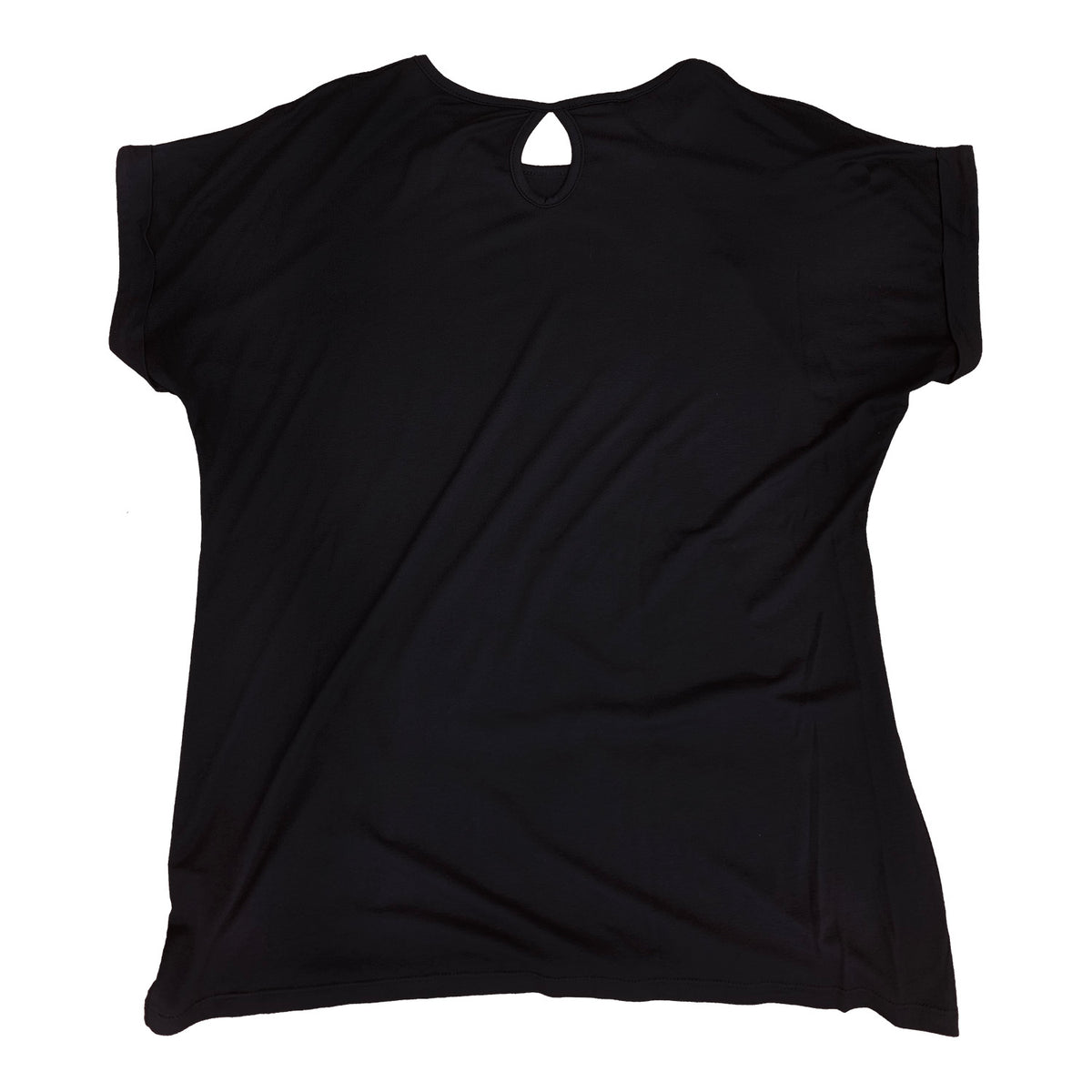 Checkered & American Flag Cuffed-Sleeve Relaxed Women's Black T-Shirt