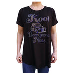 Kool Deadwood Hot Rod Rhinestone Black Oversized Women's Blouse