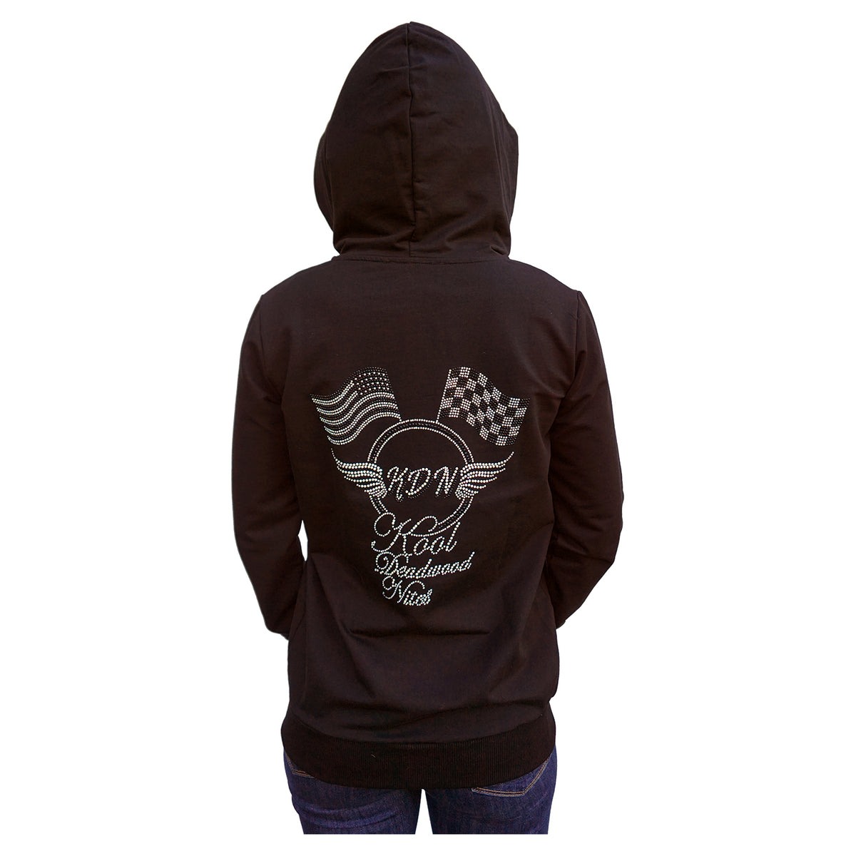American & Checkered Flag KDN Women's Black Hoodie