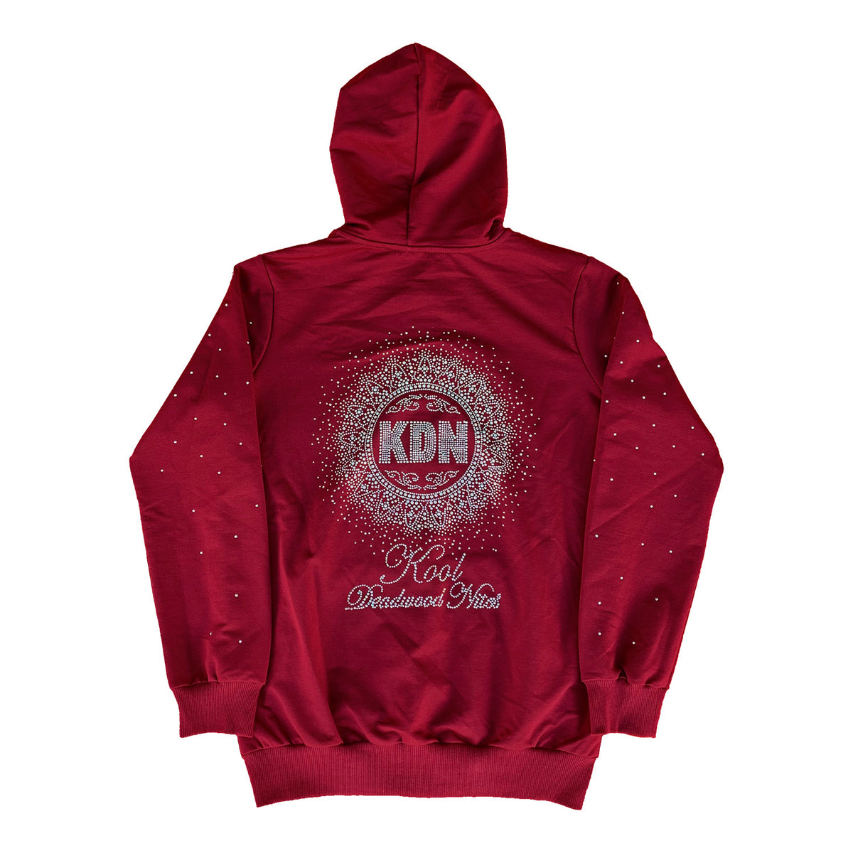 KDN Cascading Starburst Burgundy Full-Zipper Women's Hoodie