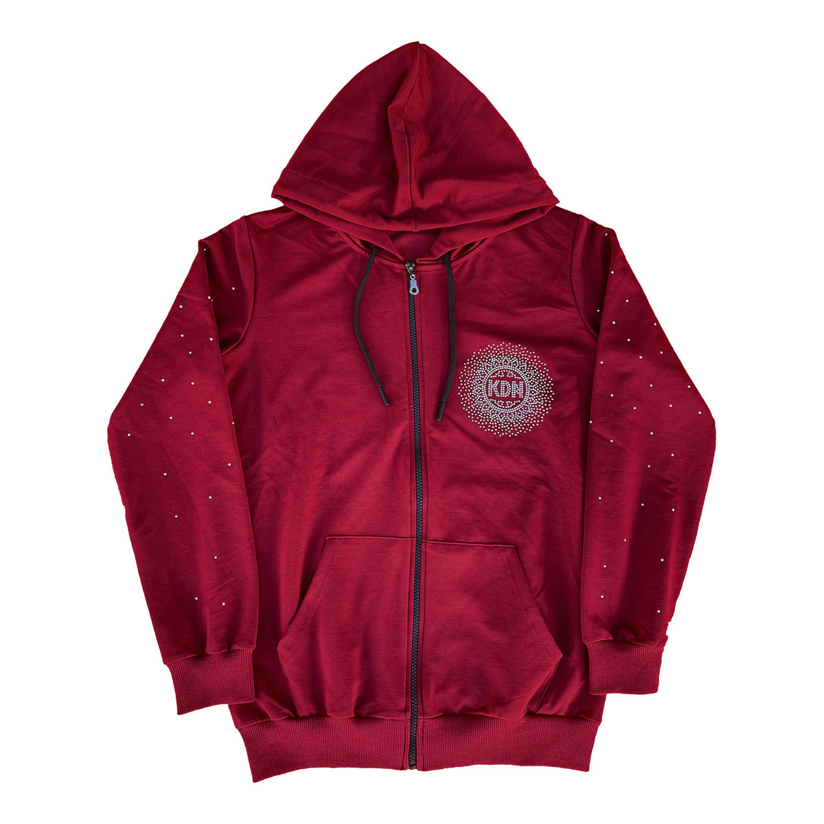 KDN Cascading Starburst Burgundy Full-Zipper Women's Hoodie