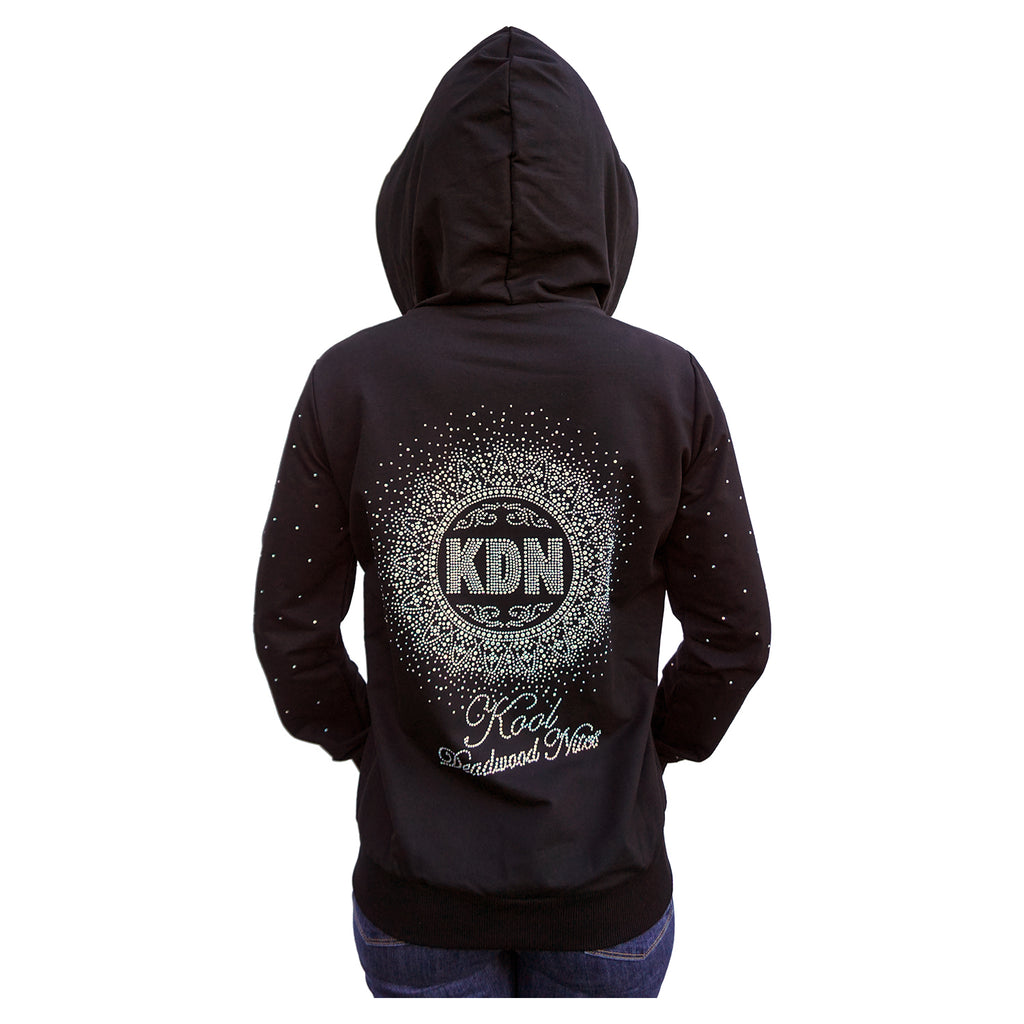 KDN Cascading Starburst Black Full-Zipper Women's Hoodie