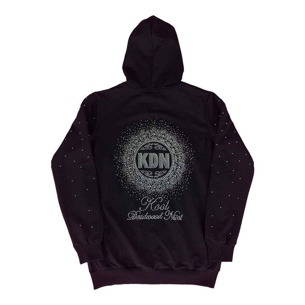 KDN Cascading Starburst Black Full-Zipper Women's Hoodie