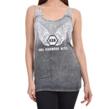 Gradient Double Strap Tank Printed Winged Logo Grey