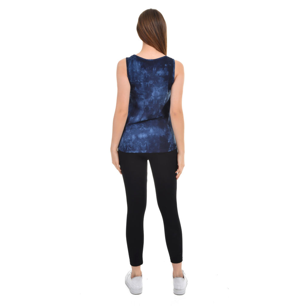 Curved Hem Slouchy Hot Rod Tank Washed Dark Blue