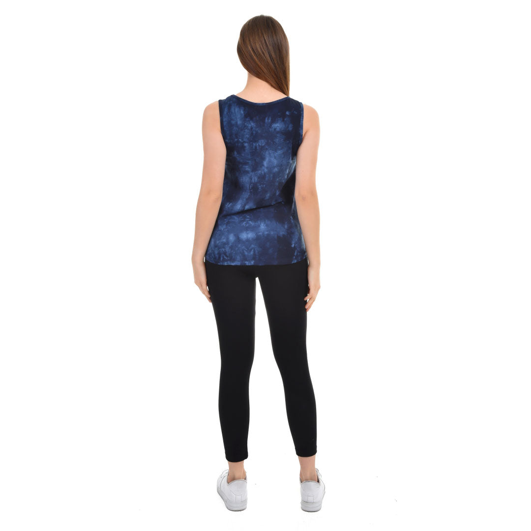 Curved Hem Slouchy Hot Rod Tank Washed Dark Blue
