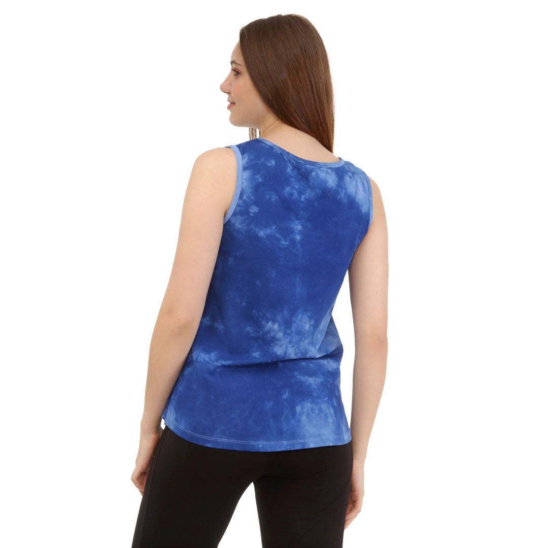 Curved Hem Slouchy Hot Rod Tank Washed Sky Blue