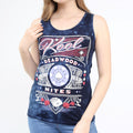 Layered Lacy Back Wide Strapped Long Tank Blue
