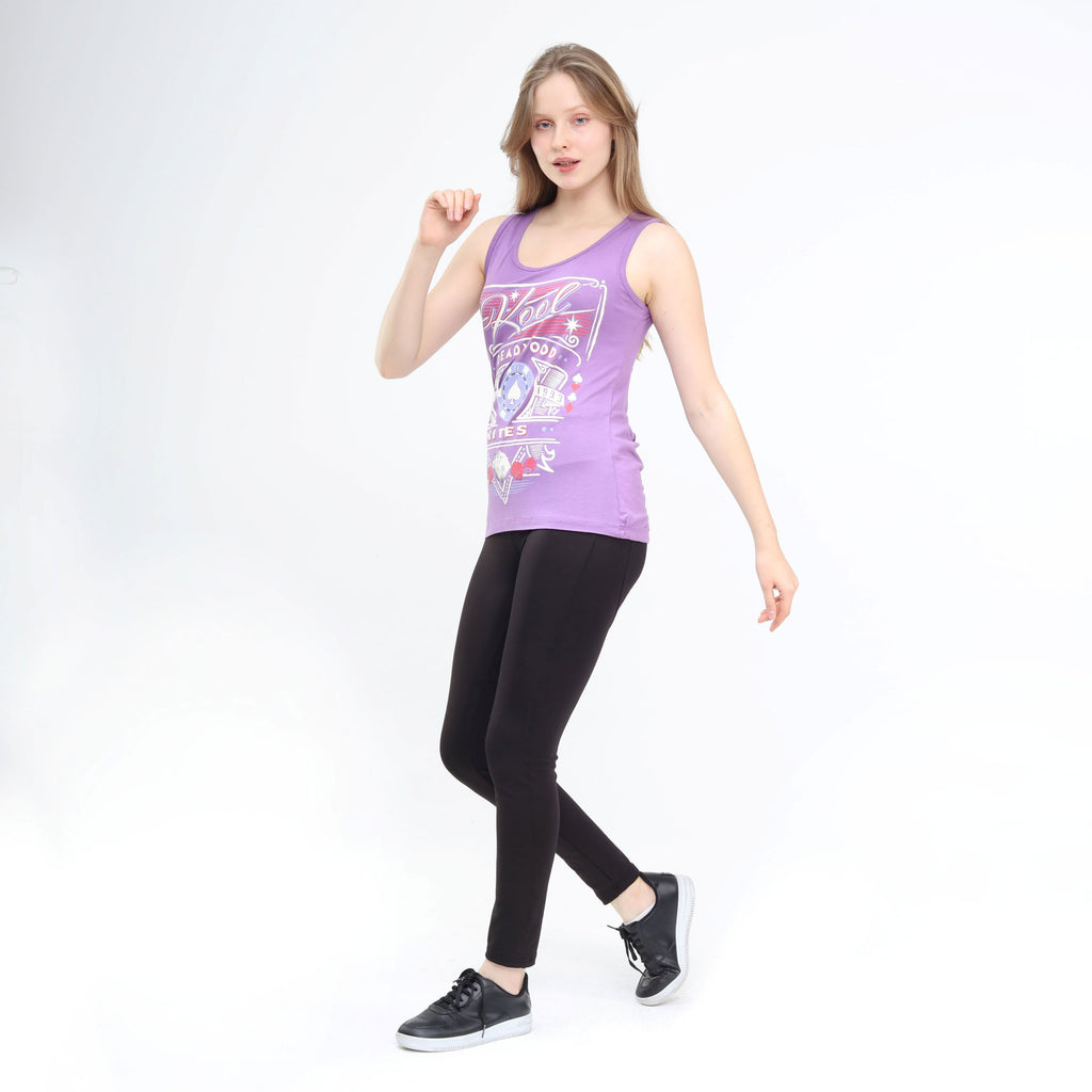 Layered Lacy Back Wide Strapped Long Tank Lavender