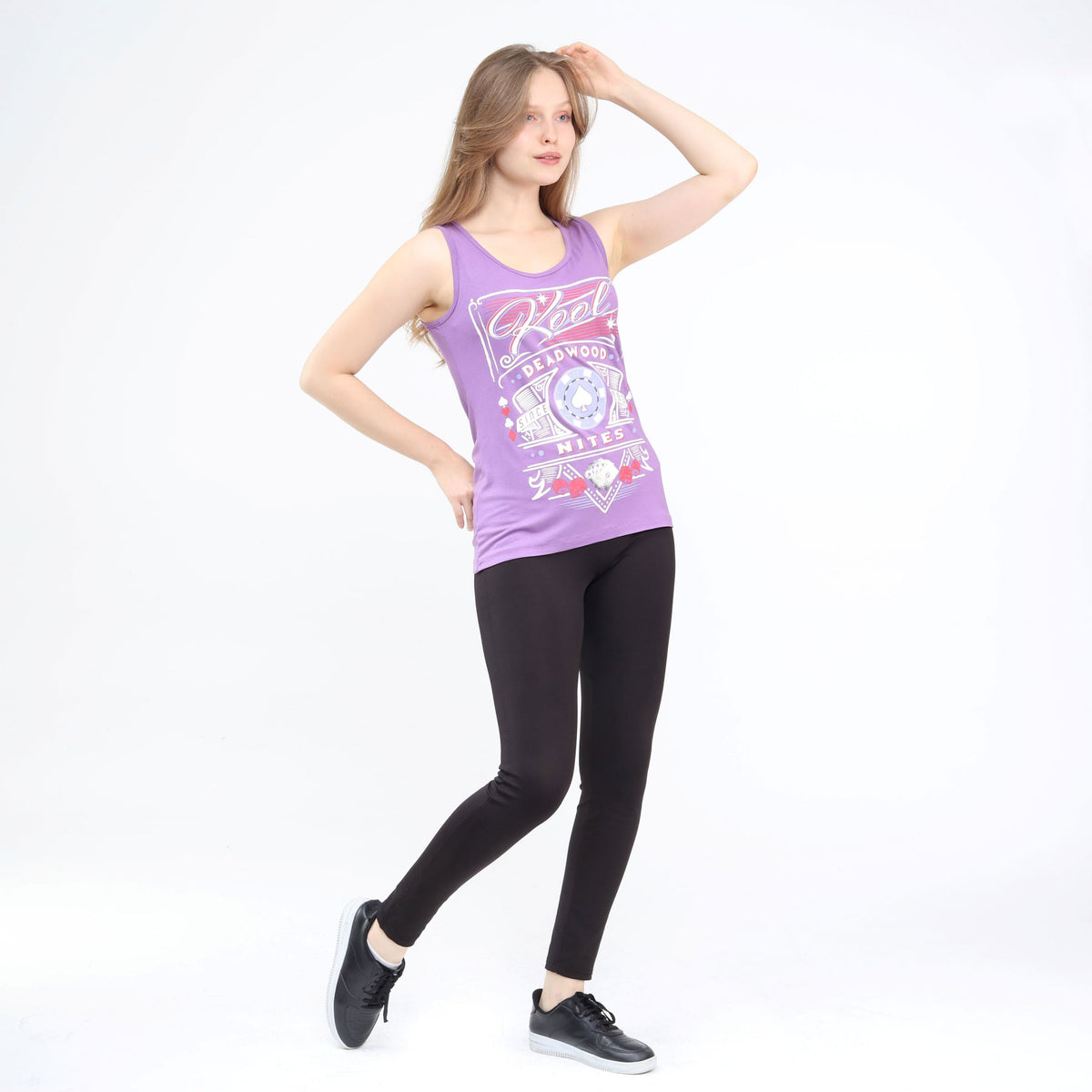 Layered Lacy Back Wide Strapped Long Tank Lavender