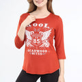 Cute Three-Quarter Sleeve Scoop Neck Top Rust