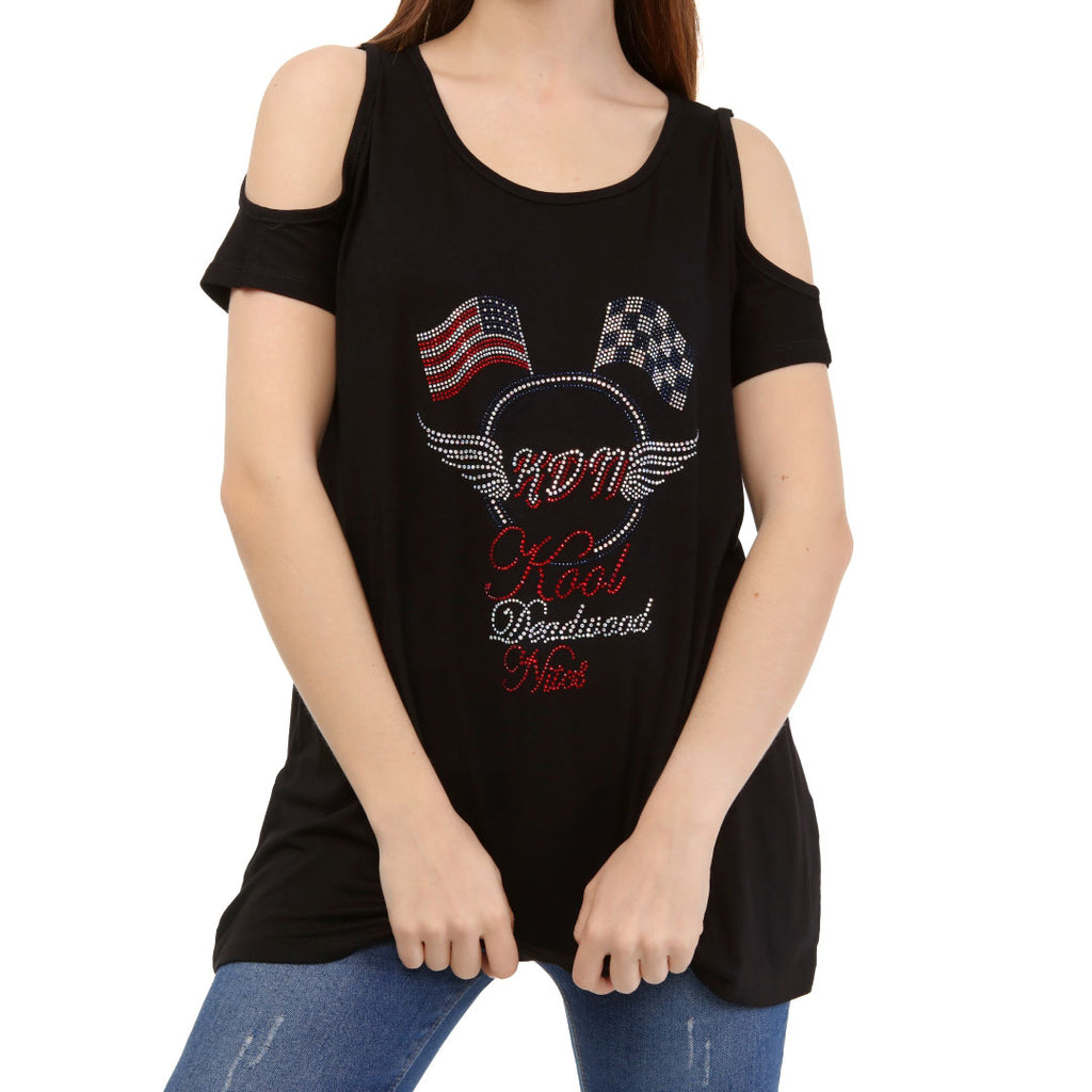 Cold Shoulder Short Sleeve Whispy Flow Tunic Black