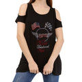 Cold Shoulder Short Sleeve Whispy Flow Tunic Black