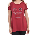 Cold Shoulder Short Sleeve Whispy Flow Tunic Burgundy