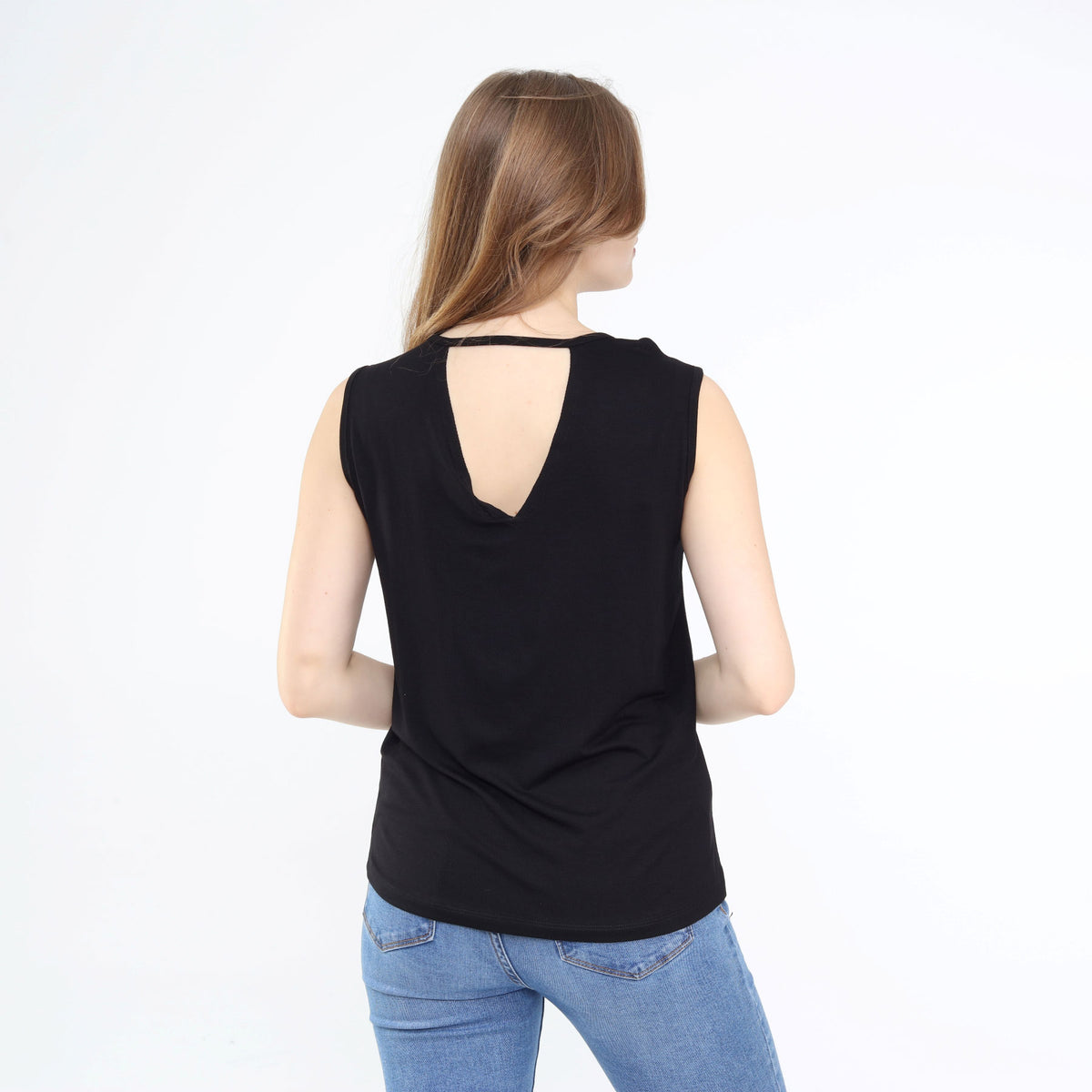 Diamond-Cut Wide Strap Sleeveless Choker Top Black