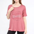 Loose Fit Baggy Dolman Short Sleeve Blouse Rose