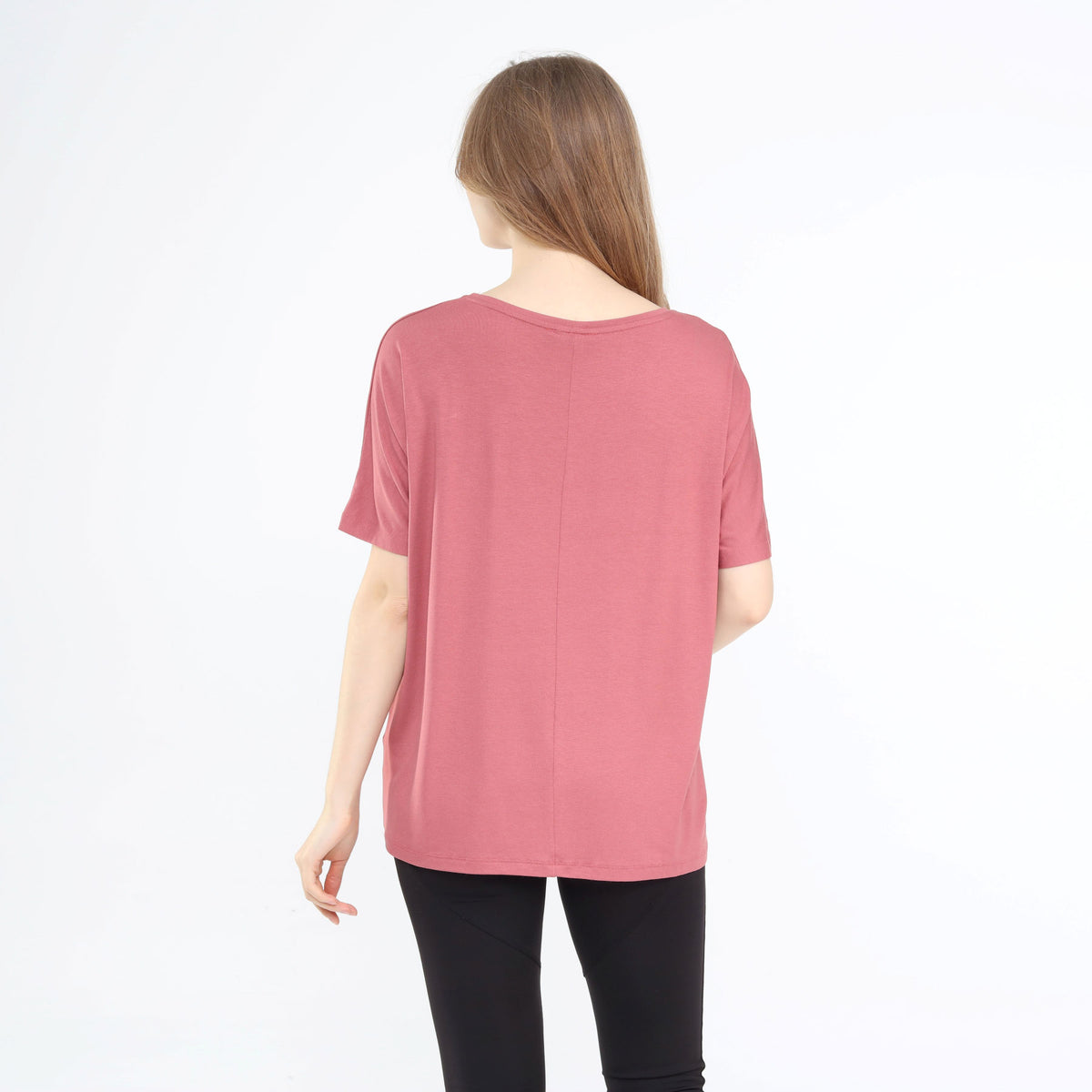Loose Fit Baggy Dolman Short Sleeve Blouse Rose