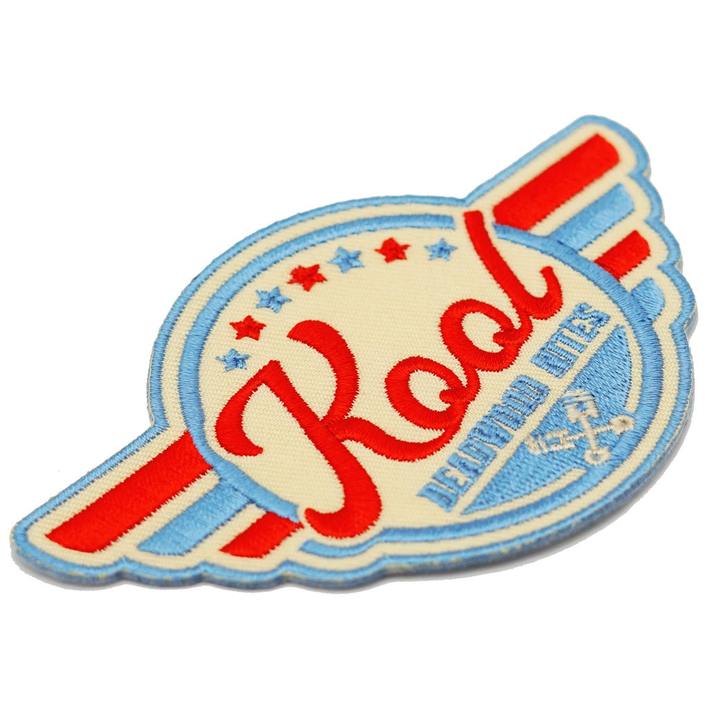 Red & Kool Baby Blue Retro Wings Iron On Patch