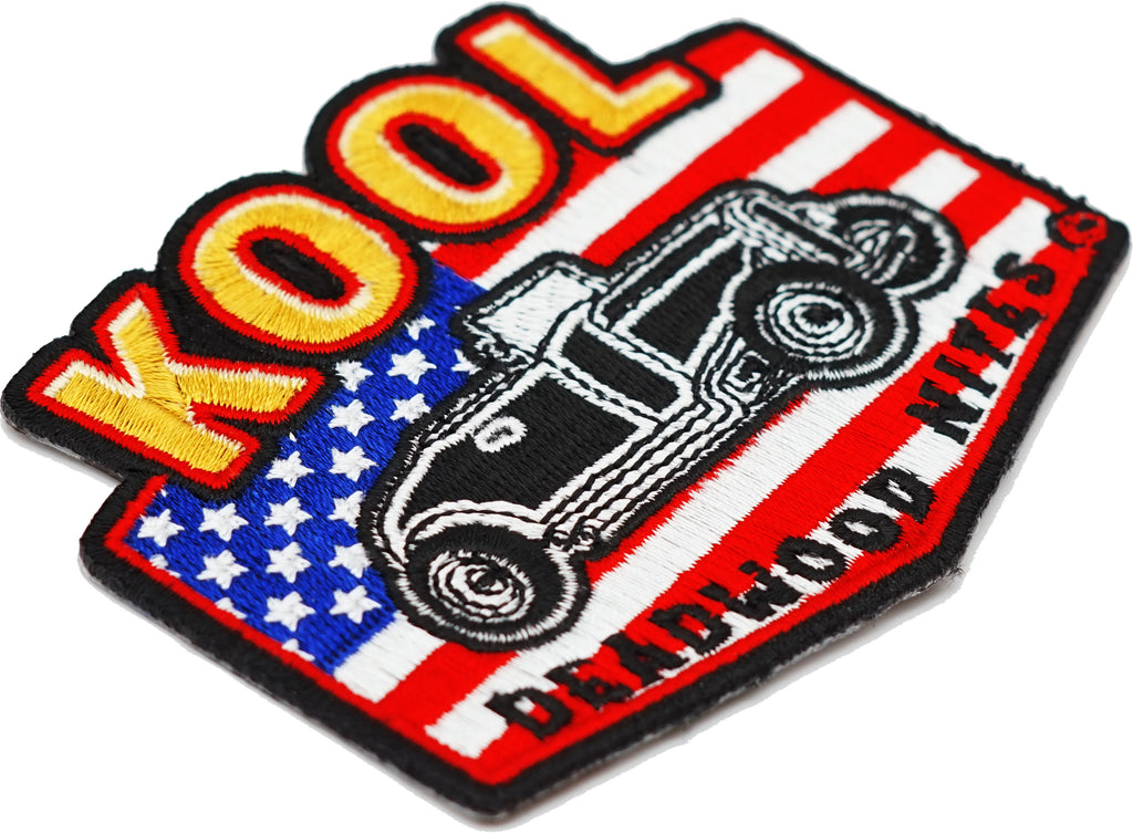 Kool Deadwood Nites Hot Rod & USA Flag Iron On Patch