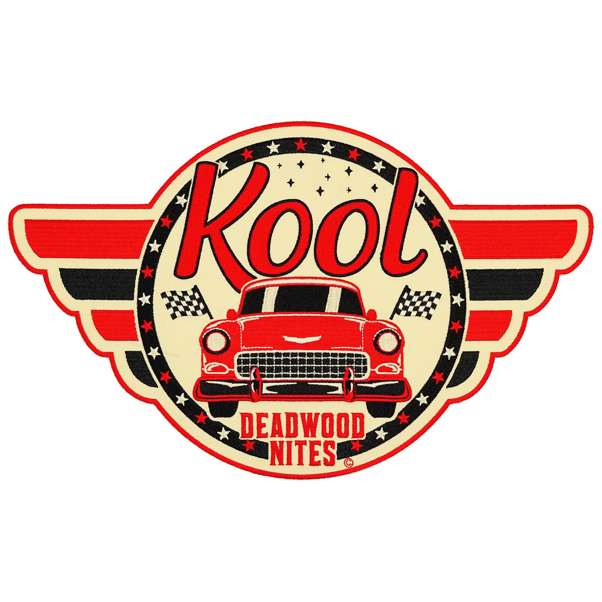 Kool Red & Black Retro Wings Iron On Patch